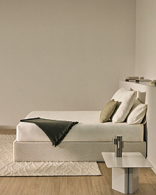 Основание кровати Nelzi из шенилла цвета экрю для матраса 160 x 200 см