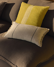 Чехол для подушки Lidore из бежевого льна с зелеными полосами, 30 x 50 см