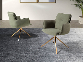 Поворотное кресло 4238 из оливково-зеленой ткани