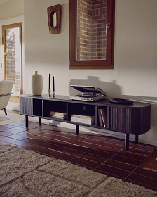 Mailen Тумба под ТВ с 2 дверцами из ясеневого шпона темной отделки 200 х 50 см