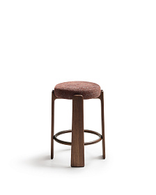 Granite Барный табурет из коричневого шенилла и массива ясеня в отделке орех 75 см