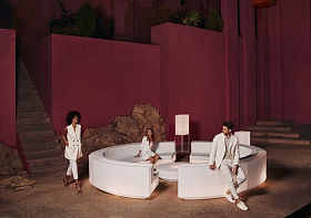 Круглый столик Vela 120х30 белый матовый + стеклянная столешница