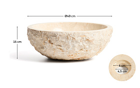 Раковина Orvane из бежевого мрамора Ø 40 см