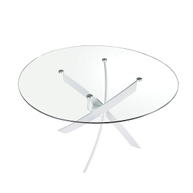 Круглый обеденный стол из закаленного стекла и белой стали 1138-Ø120