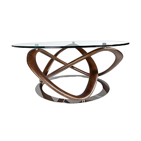 Круглый журнальный столик из стекла и массива ореха CT20050 /2064