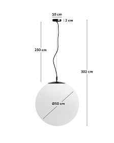 Подвесной светильник Brisia из черного металла с матовым стеклянным шаром Ø50