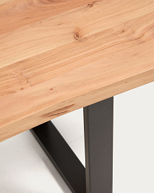 Скамейка Uxue из массива акации с черными стальными ножками, 160 x 45 см