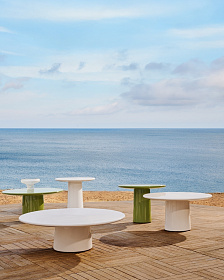 Журнальный столик Albanella из цемента с глянцевой зеленой отделкой Ø85 см