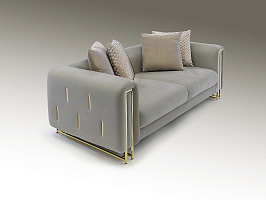 Двухместный диван Viena серо-золотой