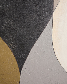 Абстрактный холст Marvilo серо-горчичного цвета 120 x 200 см