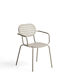 Уличный стул Brai с подлокотниками из оцинкованной стали бежевого цвета