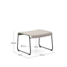 Подставка для ног Maurina из зеленой стали и серо-бежевым шнуром