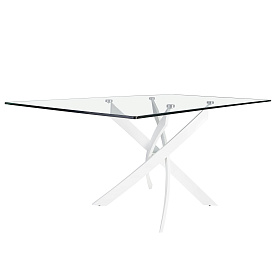 Прямоугольный обеденный стол 1138/F2133-BLANCO 150x95 стеклянный с белыми ножками