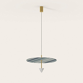 Подвесной светильник Vant золотой металл/белый мрамор/узорчатый диск Missoni синий 10063 60 см