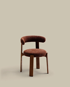 Granite Стул на 4 ножках из коричневого шенилла и массива ясеня в отделке орех