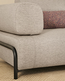 2-местный диван Compo серо-бежевого цвета с чёрным металлическим каркасом, 200 см