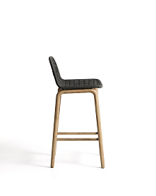 Уличный барный стул Alipa из акации и веревки темно-серого цвета, 75 см