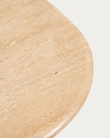 Журнальный столик Pirita из бежевого травертина с ножками из дуба с темной отделкой, 147 x 65 см