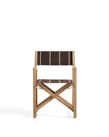 Складной уличный стул Vilara коричнево-бежевый с каркасом из акации