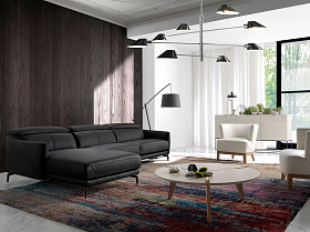 Угловой диван 5359-L /6040 черный кожаный