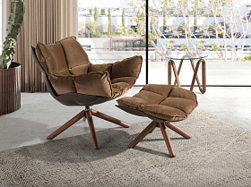 Коричневый бархатный пуфик 5105/DC1565-A-OT