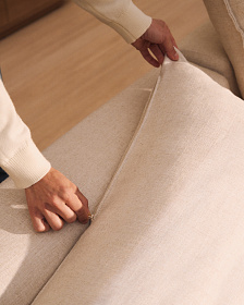 Anarela 3-местный диван со съемным чехлом и льняными подушками бежевого цвета 280 см