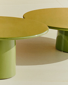 Журнальный столик Albanella из цемента с глянцевой зелёной отделкой Ø110 см