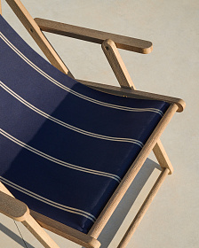 Vilara Складной шезлонг для улицы в полоску синего и бежевого цвета