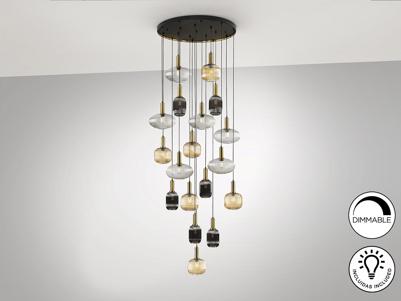 Люстра Norma 18L черный/латунь