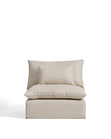 Кресло модульное Anarela бежевое из льна и вискозы со съемным чехлом, 110 см