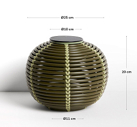 Настольная лампа Garoina на солнечных батареях из зеленого искусственного ротанга, 25 см