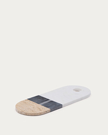 Большая сервировочная доска Nivol из белого и черного мрамора и травертина