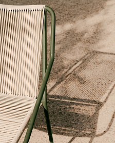 Садовое кресло Zivia из веревки цвета экрю и оцинкованной стали зеленого цвета