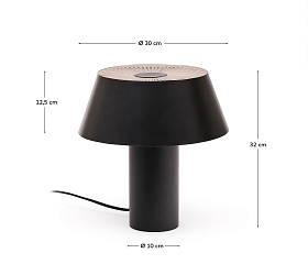 Настольная лампа Ancare из черного металла и бежевого шнура