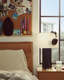 Кровать Alguema из дубового шпона с натуральной отделкой для матраса 90 x 200 см