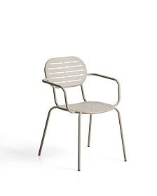 Уличный стул Brai с подлокотниками из оцинкованной стали бежевого цвета