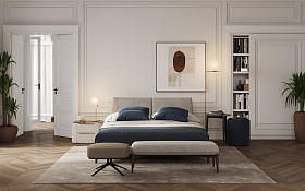 Кровать Bonsai 160x200 кожа Stone Natura/дуб