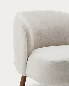 Кресло Ulit из бежевой синели с ножками из ясеня с отделкой под орех