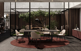 Обеденный стол ROSE 220x110 шпон эвкалипта/черный