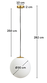 Подвесной светильник Brisia из металла в латунной отделке со стеклянным плафоном Ø30 см