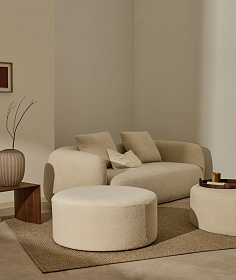 Kaeli Пуф для ног со съемным чехлом из экрю букле Ø 90