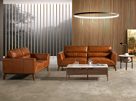 Диван из кожи KF1016-3P /6047 светло-коричневый