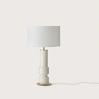 Настольная лампа Lusa латунный металл, светло-серое стекло, белый абажур 801011/41