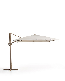 Бежевый консольный зонт Noli с алюминиевой конструкцией цвета таупе, 300 x 300 см