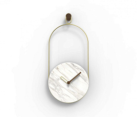 Часы Eslabon мрамор Calacatta Gold - латунный металл