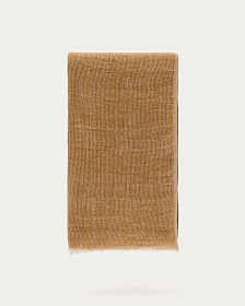 Sanae горчичный 100% льняной плед с бахромой 130 x 170 см