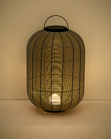 Портативная настольная лампа Saranella из светло-серого искусственного ротанга