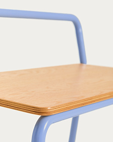 Скамейка из ясеневого шпона Tinn с синей металлической конструкцией, 75 см