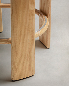 Granite Полубарный табурет из терракотового шенилла и массива ясеня в натуральной отделке 65 см