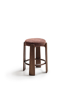 Granite Полубарный табурет из коричневого шенилла и массива ясеня в отделке орех 65 см